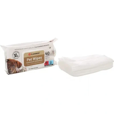 Afbeelding van Flamingo Reini Verzorgingsdoekje Honden Universele Doekjes Neutraal Xl Extra Strong 40st 30x20cm Displ. 174393