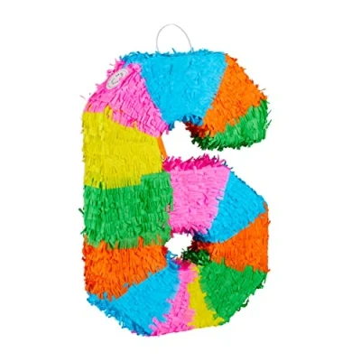 Afbeelding van Relaxdays pinata verjaardag getal piñata zelf vullen getallen van 0 tot 9 gekleurd 6