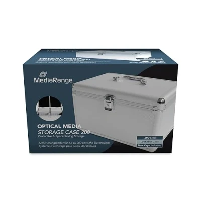 Afbeelding van MediaRange Archiveringskoffer voor 200 discs, aluminiumlook, met ophangzakken, zilver, 18 cm