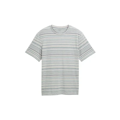 Afbeelding van TOM Tailor MIT Streifenmuster Tshirt print, Heren, Maat: Medium, White multicolor stripes