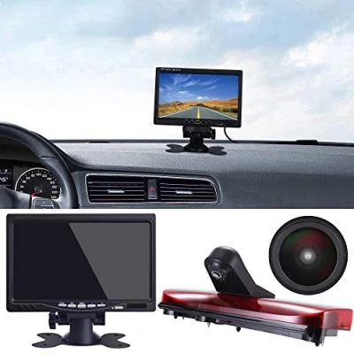 Afbeelding van 18 mm lens, topkwaliteit achteruitrijcamera + 7 inch TFT LCD beeldscherm, remlicht, auto, dak, voor Ford Transit Connect 2014 2017, remlicht 3e