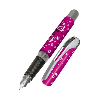 Afbeelding van Online College Pink, inktvulpen voor rechtshandigen, ergonomisch handvat, hoogwaardige iridium veer medium, standaard inktpatronen, incl. combinatiepatroon blauw, geschikt mensen met een allergie