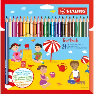 Afbeelding van Kleurpotloden STABILO 203 Trio dik assorti blister à 24 stuks