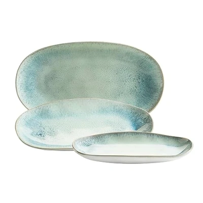Afbeelding van Serveerborden, aardewerk Frozen groen, 39,0 x 21,0 25,0 cm