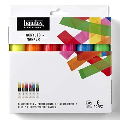 Afbeelding van Liquitex 4690005 Professional Paint Acryl Marker acrylverf, lichtecht Set 6 Markers Fluoriserend brede punt