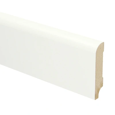 Afbeelding van Sfeerplinten MDF Koloniale Plint 70x15mm Wit Voorgelakt RAL 9010 5 stuks Lengte 2.4m Voordelig plinten kopen Eenvoudige installatie met montagekit of spijkers
