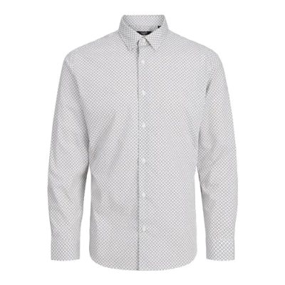 Afbeelding van Jack &amp; Jones Premium Jprblaexpress Minimal Print Overhemd, Heren, Maat: Small, White