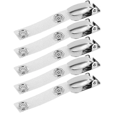 Afbeelding van 5 x ID kaarthouder, bevestigingsclips, draaibaar, sterke bretels, clip, kaartclip, bevestigingsclip voor pasjes, beschermhoezen, naambordhouder (versterkt weefsel)