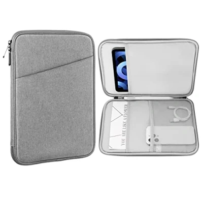 Afbeelding van MoKo Tablethoes van 9 11 inch, geschikt voor iPad Air 5 10,9&quot; 2022, Pro M2 2022 2018, 10th 10.9 4 10.9, Tab S8/A7, beschermende draagtas met zak, lichtgrijs