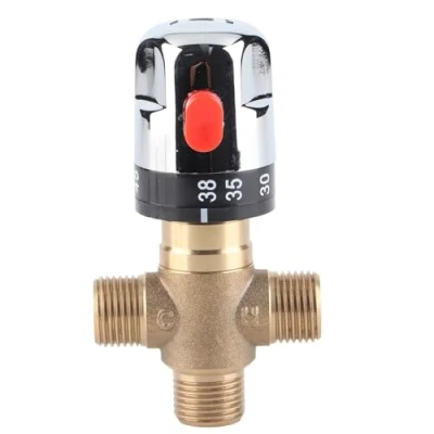 Afbeelding van Thermostatic Mixing Valve, 3 Way Solid Brass Mixer Temperature Control Valve for Shower System Bathroom Automatic Touchless Faucet