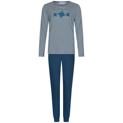 Afbeelding van Pastunette Blue Bloom Pyjama Bio Katoen Blauw Maat 52
