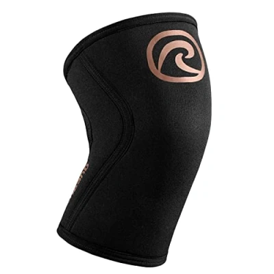Afbeelding van Rehband Kniebandage 5 mm ter ondersteuning van de knieën stabiliseert gewrichten en spieren ideaal voor sport krachttraining, kleur: koper/zwart, maat: M