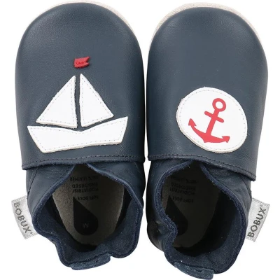 Afbeelding van Bobux Soft Soles Navy nautical Babyslofjes EU 18
