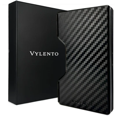 Afbeelding van Vylento Explore Pasjeshouder Kaarthouder 12 pasjes RFID Creditcardhouder Wallet Geldclip Luxe Cadeaubox Carbon