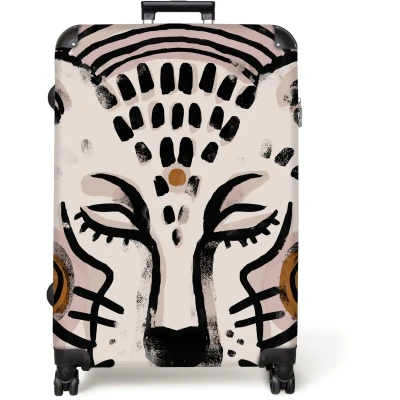 Afbeelding van NoBoringSuitcases.com® Koffer groot Reiskoffer lichtgewicht Tijger Dieren Wit Schilderij Rolkoffer met 4 wielen Grote trolley XL 98 liter bagage