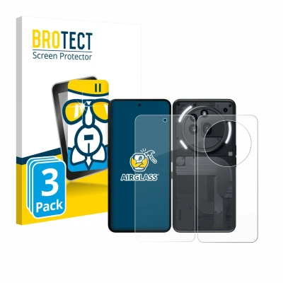 Afbeelding van BROTECT Screenprotector voor Nothing Phone (3a) Pro (Voor+Achter) Folie Beschermfolie Beschermglas transparant (3 Stuks)