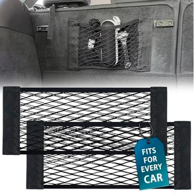 Afbeelding van MyGadget Bagagenet voor auto&#039;s met klittenbandsluiting, 25 x 70 cm, universele opbergdoos kofferbak, accessoire organizer brandblusserflessen enz.