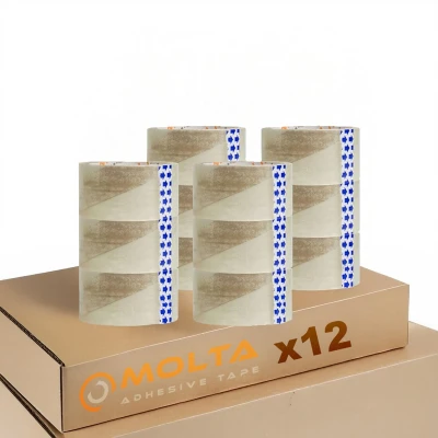Afbeelding van MOLTA STANDAARD TRANSPARANT Verpakkingstape 48 mm x 55 m Kartonnen tape voor pakketten en dozen 12 Rollen ACRYLIC