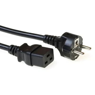 Afbeelding van ACT AK5411 230V Stroomkabel Randaarde Stekker CEE7/7 Male/C19 Zwart 1,5 meter