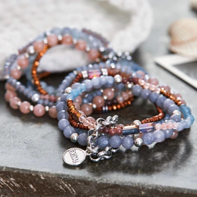 Afbeelding van LOBERON Armband Dea roze/blauw/bruin