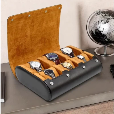 Afbeelding van Actie4you® Luxe Horloge Rol 6 Stuks Horlogedoos Etui Leer Watch Roll Houder Sieradendoos Opbergdoos Heren Bruin