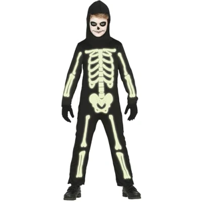 Afbeelding van Fiestas Guirca Glow in the dark skelet kind (3 4 jaar)