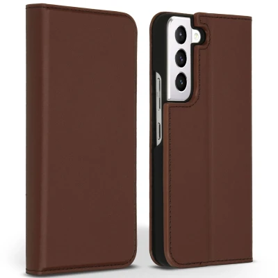 Afbeelding van Samsung Galaxy S22 Plus Hoesje Echt leder Accezz Bookcase Bruin Telefoonhoesje