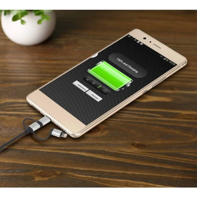 Afbeelding van Renkforce USB kabel 2.0 A stekker, C micro B Apple Lightning stekker 0.50 m Donkergri
