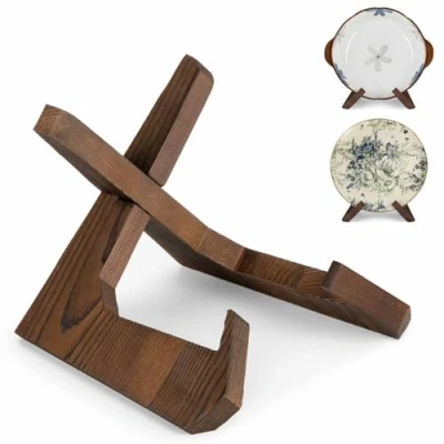 Afbeelding van ANBOXIT Plaatstandaard, 6,5 inch komstandaards voor display, houten schildersezelframehouder, displaystandaard grote diepe kommen, schalen en borden, 16,5 cm H x 22,9 B 20 D (voor kommen