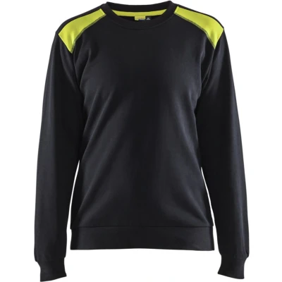 Afbeelding van Blaklader Sweatshirt bi colour Dames 3408 1158 Zwart/High Vis Geel XS