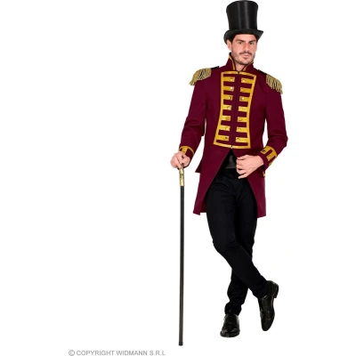 Afbeelding van Widmann 49601 wijnrode garde uniform, parade frack, jas, circusdirector, kostuum, carnaval, themafeest, heren, meerkleurig, S