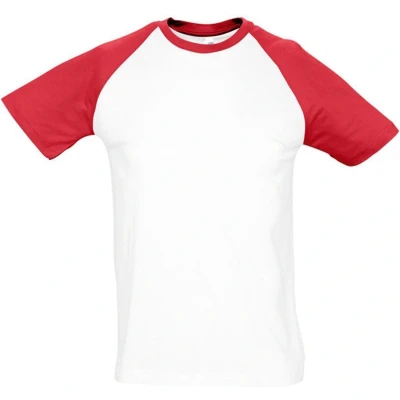 Afbeelding van SOLS Heren Funky Contrast T Shirt met korte mouwen (Wit/rood)