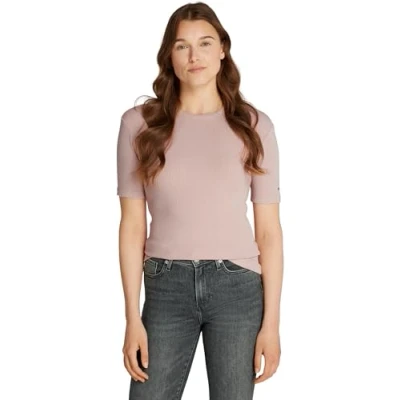 Afbeelding van Tommy Hilfiger Tshirt basic, Dames, Maat: XS, Foggy pink