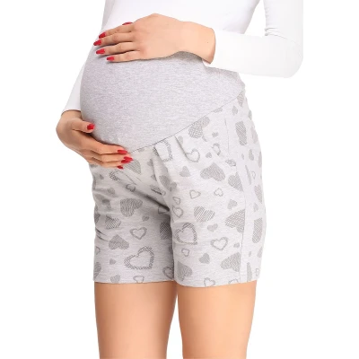 Afbeelding van BE Mammy Zwangerschaps Panty Short Zwangerschapskleding Katoen BE20 234 SO Melange Harten XXL