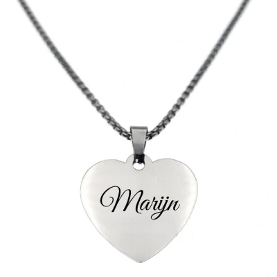 Afbeelding van Ketting Hart Met Naam Marijn Zilver