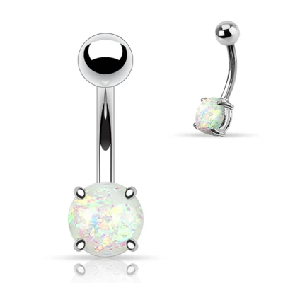 Afbeelding van Opal Prong Setting wit Navelpiercing