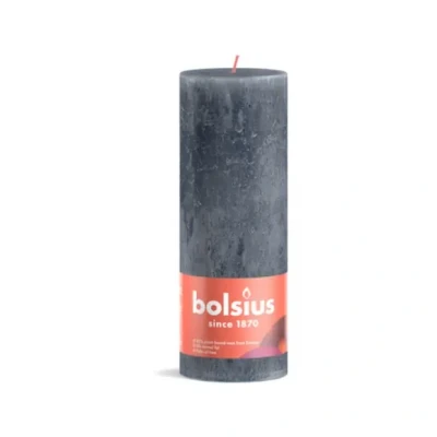 Afbeelding van Rustiek stompkaars shine 190 x 68 mm Slate blue kaars Bolsius