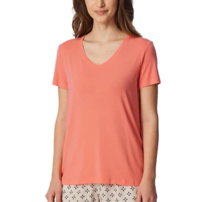 Afbeelding van Schiesser Shirt met korte mouw en v hals perzik Mix+ Relax Large