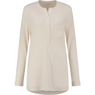 Afbeelding van Yumeko pyjamashirt dames jersey sunrise wit l