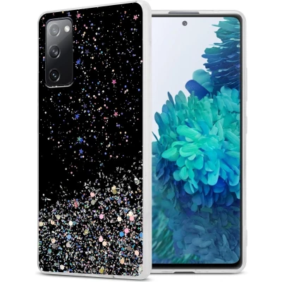 Afbeelding van Cadorabo Hoesje geschikt voor Samsung Galaxy S20 FE in Zwart met Glitter Beschermhoes van flexibel TPU silicone fonkelende glitters Case Cover Etui