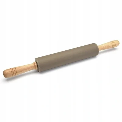 Afbeelding van Florina Anide siliconen deegroller met houten handvat 48 cm taupe