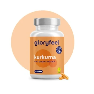 Afbeelding van Kurkuma 400 Capsules (13 maanden) Origineel Kurkumapoeder uit India 700 mg per capsule met Curcumine &amp; Piperine Laboratorium getest en zonder toevoegingen in Duitsland geproduceerd