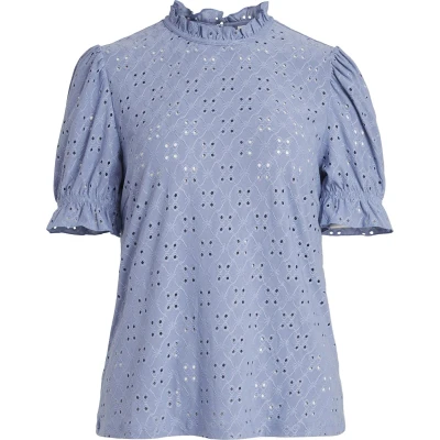 Afbeelding van Vila T shirt Vikawa S/s Flounce Top/su Noos 14070251 English Manor Dames Maat S