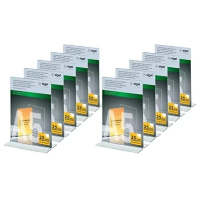 Afbeelding van SIGEL TA222 tafelstandaard recht, voor A5, 10 stuks, glashelder, acryl andere maten