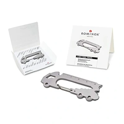 Afbeelding van Cadeauartikelen: ROMINOX Key Tool, truck, 22 functies, keytool sleutelhanger vrachtwagen, roestvrij staal multitool incl. functiebeschrijving, multifunctioneel gereedschap, op reis of vakantie