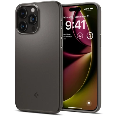 Afbeelding van Apple iPhone 15 Pro Hoesje Kunststof Spigen Hardcase/Backcover Grijs Telefoonhoesje