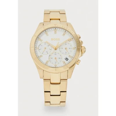 Afbeelding van BOSS Alley Unisex Horloge goldcoloured/white, Maat: One Size, Gold/coloured/white