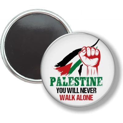 Afbeelding van Button Met Magneet Palestine You Will Never Walk Alone NIET VOOR KLEDING