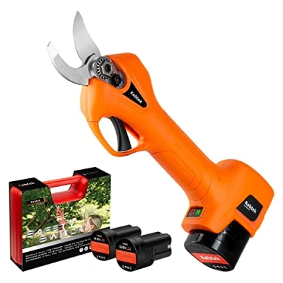 Afbeelding van Kebtek Snoeischaar Batterijaangedreven, Elektrische Takschaar Snoerloos met Borstelloze Motor 2 Pack Oplaadbare 2Ah Lithium, 25mm [0.98inch] Snijdiameter (Oranje)
