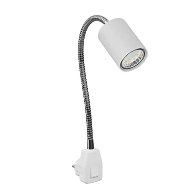 Afbeelding van ledscom.de GU10 fitting lamp WAIKA Zwanenhals, schakelaar, wit incl. LED 206lm
